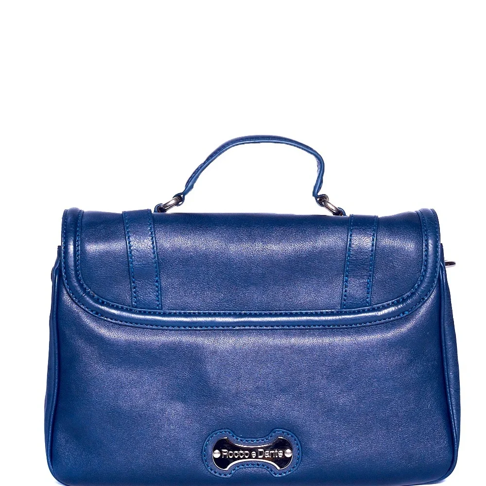 NWT blue Italian leather Messina messenger bag.